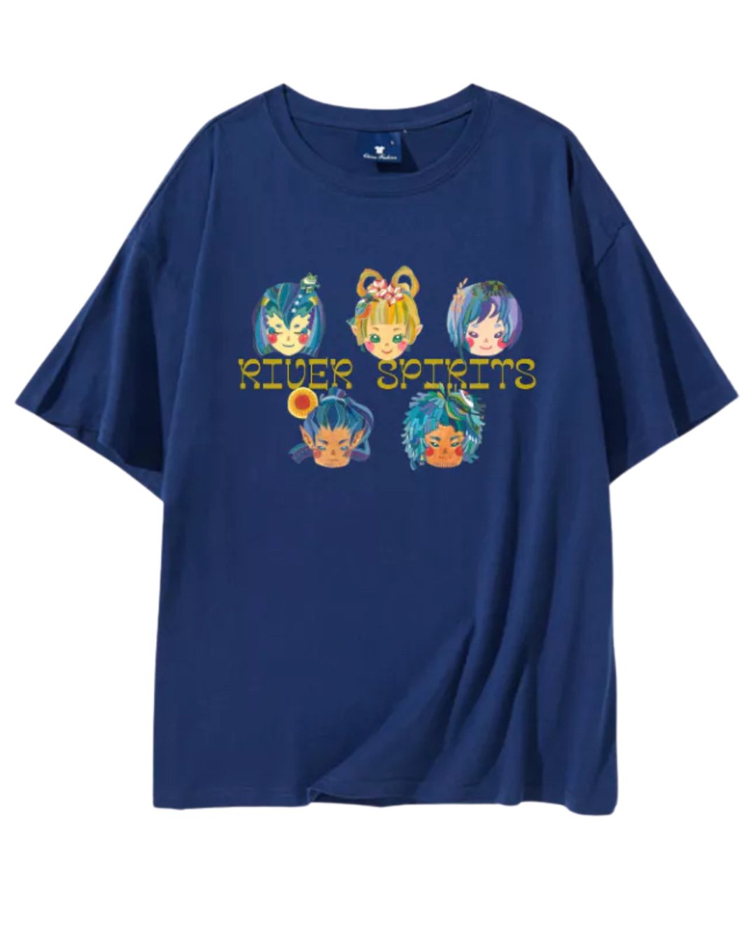 【夏之水梦特典-轻盈纯棉T-shirt】家乡五河・灵流守护-靛蓝 - 女装 T 恤 - 棉 
