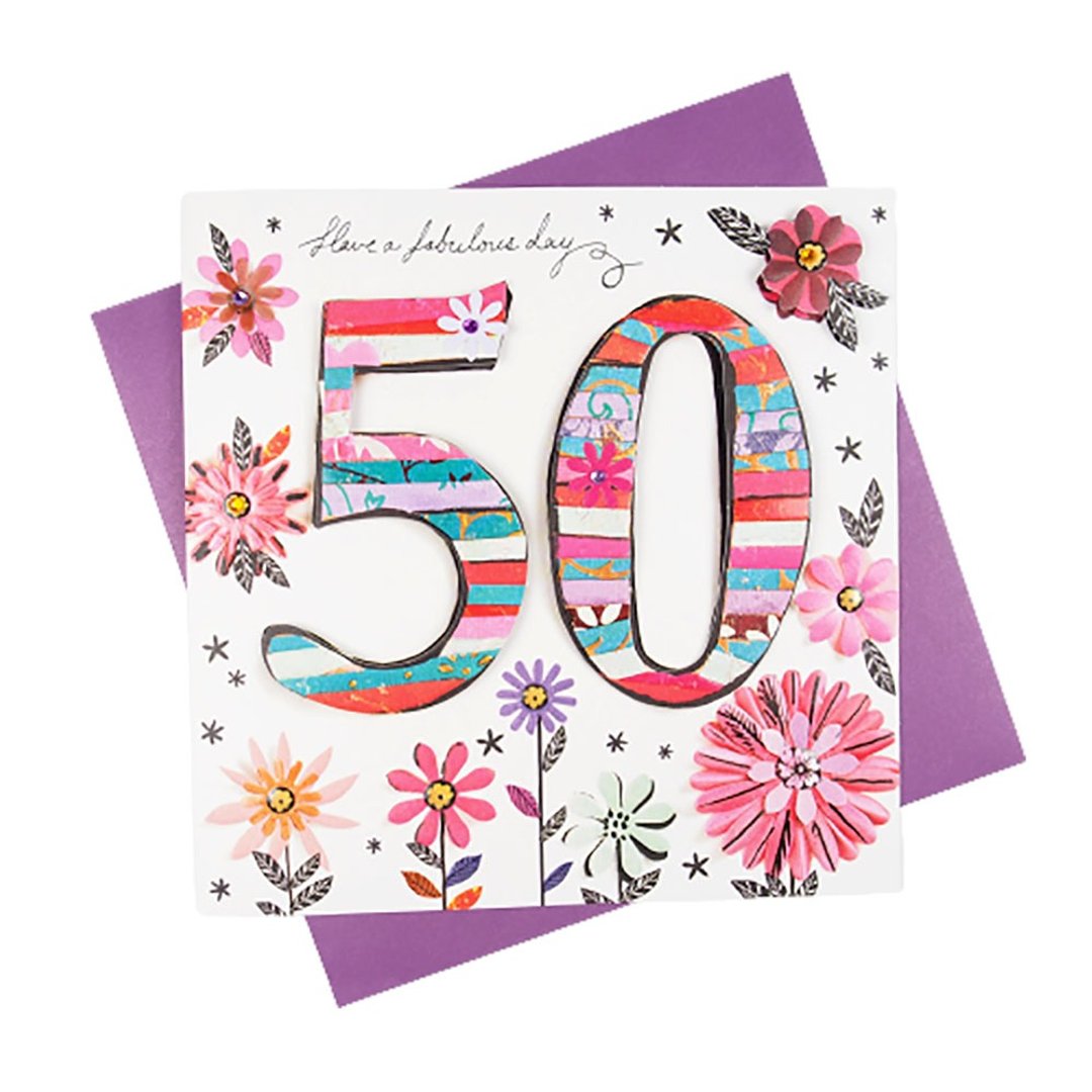 立体卡 缤纷花园-50岁【paper rose-岁数卡片 生日祝福】 - 卡片/明信片 - 纸 多色