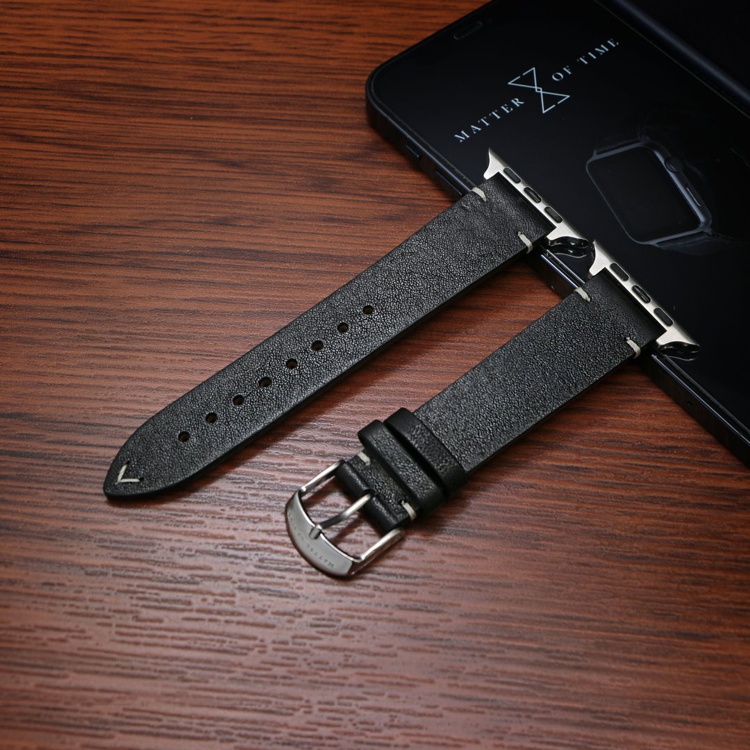 黑色意大利植鞣皮表带 APPLE WATCH 适用 - 表带 - 真皮 黑色