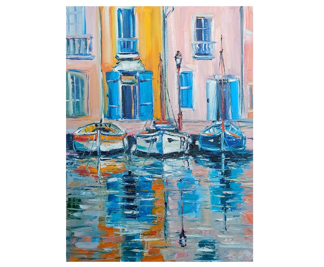 船油画海景原创艺术厚涂墙艺术画布 - 海报/装饰画/版画 - 其他材质 蓝色