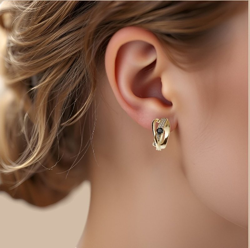 18K金耳环派对珠宝 让她的生日闪耀光芒 RT141 - 耳环/耳夹 - 铜/黄铜 金色