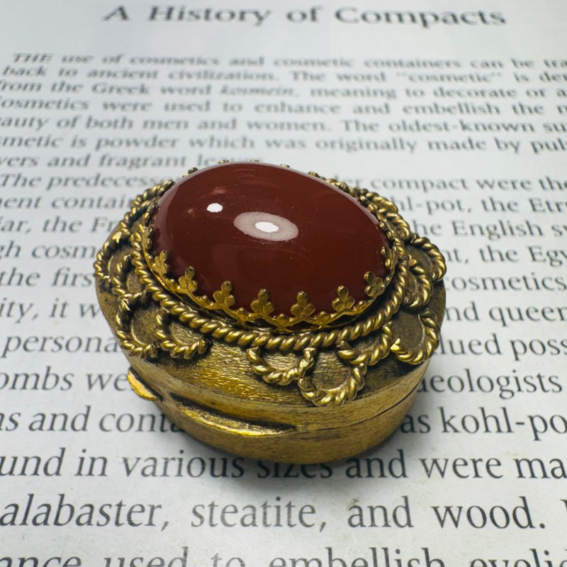 意大利 花丝镶嵌红玛瑙镀金椭圆盒 - 其他 - 其他金属 