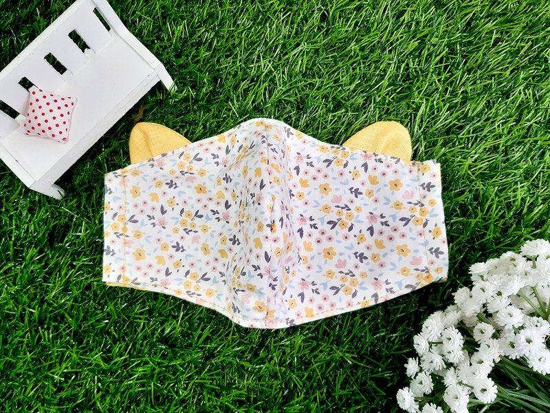 奴才装萌-春日香气系列-猫咪造型2用口罩套/口罩收纳套( - 口罩 - 棉．麻 黄色