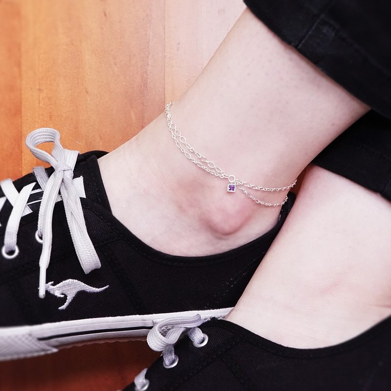薄暮 脚踝链 双层设计 925纯银女生脚链 - 脚链/脚环 - 纯银 银色