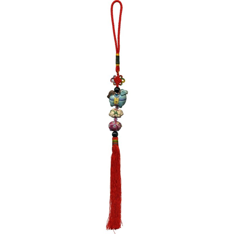 圣诞礼物-生肖属羊(三合六合幸运守护神)-(马兔猪)大串中国结吊饰 - 吊饰 - 陶 多色