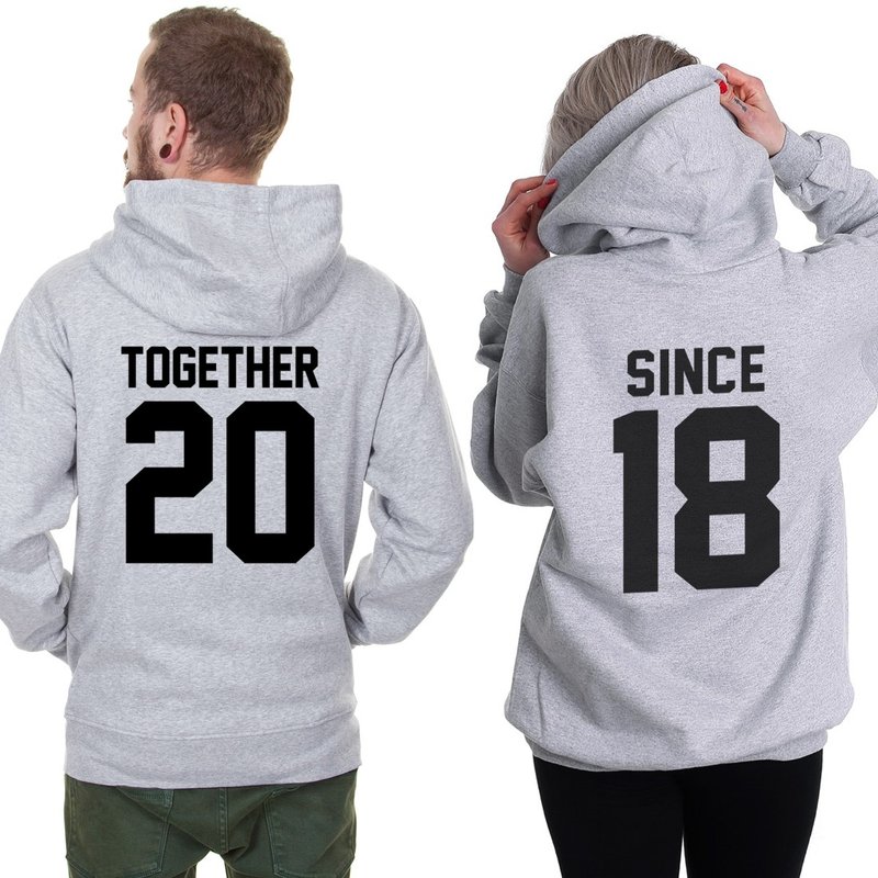 Together Since 定制化 拉链连帽外套 灰色 下订告知年份礼物情人 - 中性连帽卫衣/T 恤 - 其他材质 灰色