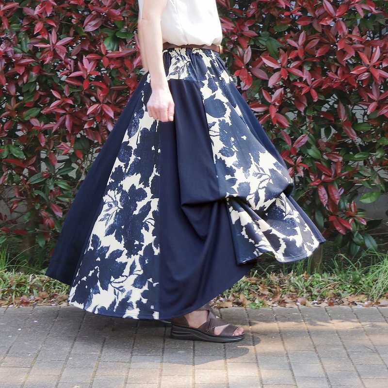 销量超过1500件【自由排列的裙子】-花- 自由排列任何服装，随着每个动作而优美的轮廓，圆形裙子，d-sk2001 - 裙子 - 其他材质 蓝色