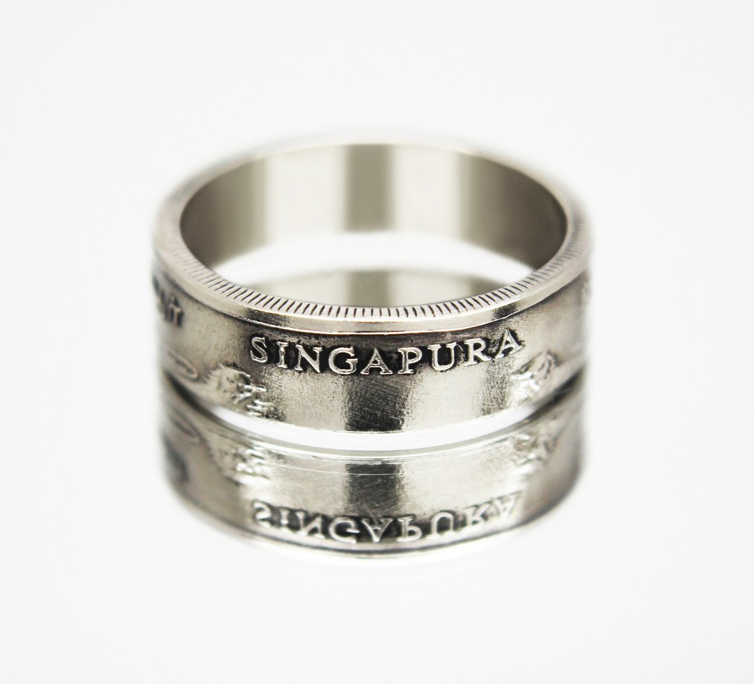 Singapore Coin Ring 50 cents 1967-1985 lionfish coin rings for men coin rings - 戒指 - 其他金属 