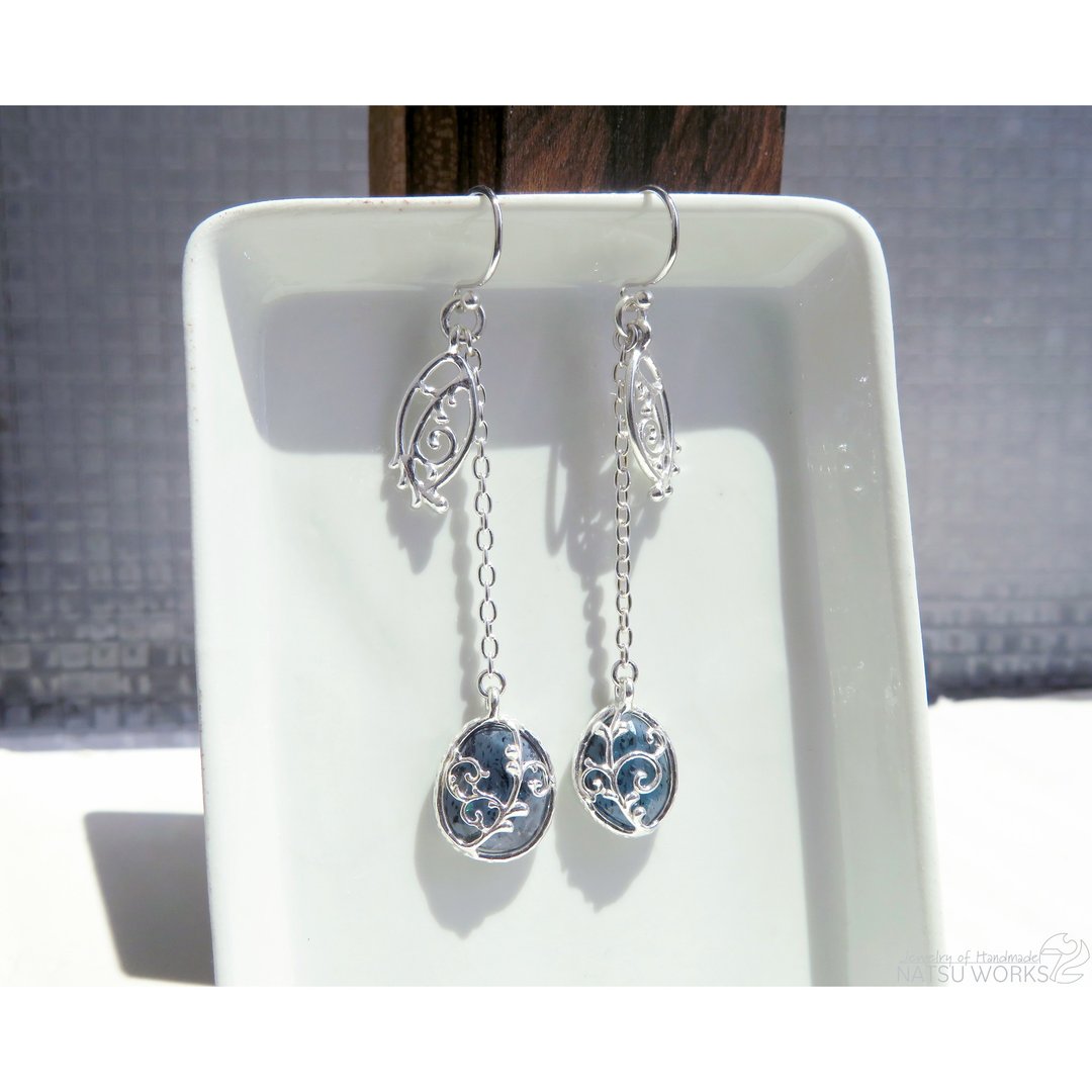 莫斯蓝晶石 耳环 / Moss Kyanite earring - 耳环/耳夹 - 宝石 蓝色