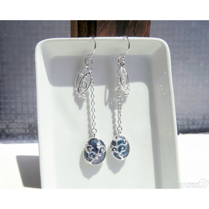 苔藓蓝晶石耳针 - 耳环/耳夹 - 宝石 蓝色