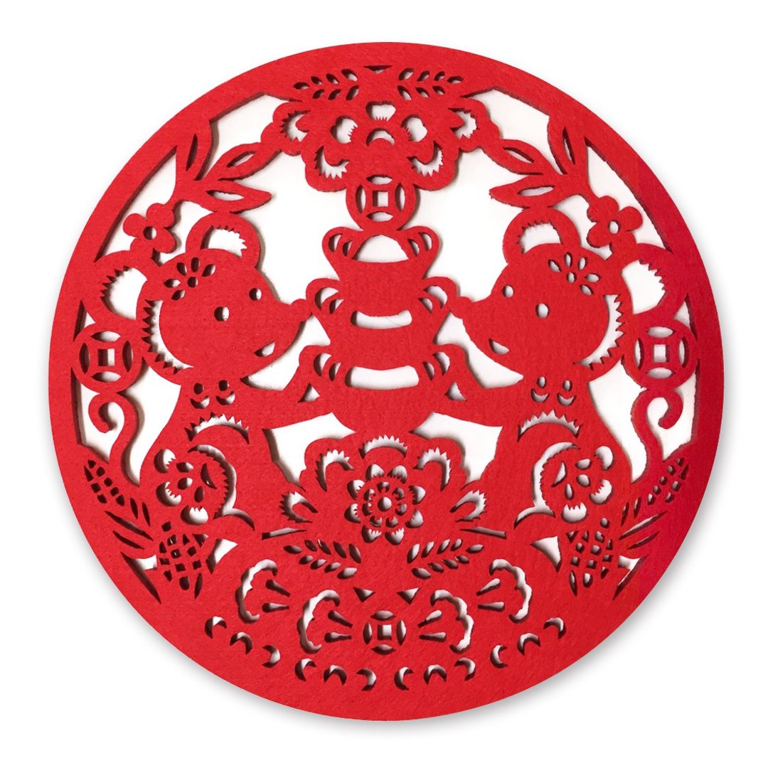 【招财鼠来宝】春联挂饰锅垫 - 餐垫/桌巾 - 聚酯纤维 红色