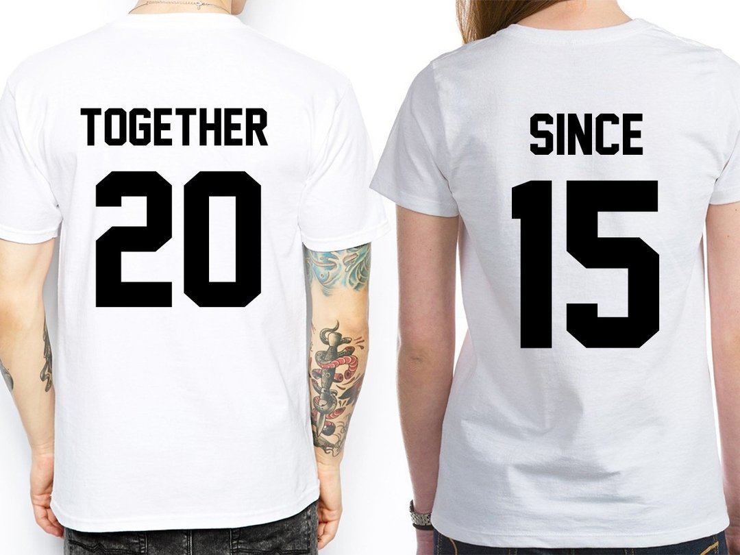 Together Since 定制交往年份 短T 白色 记得备注告知年份 - 女装 T 恤 - 棉 白色