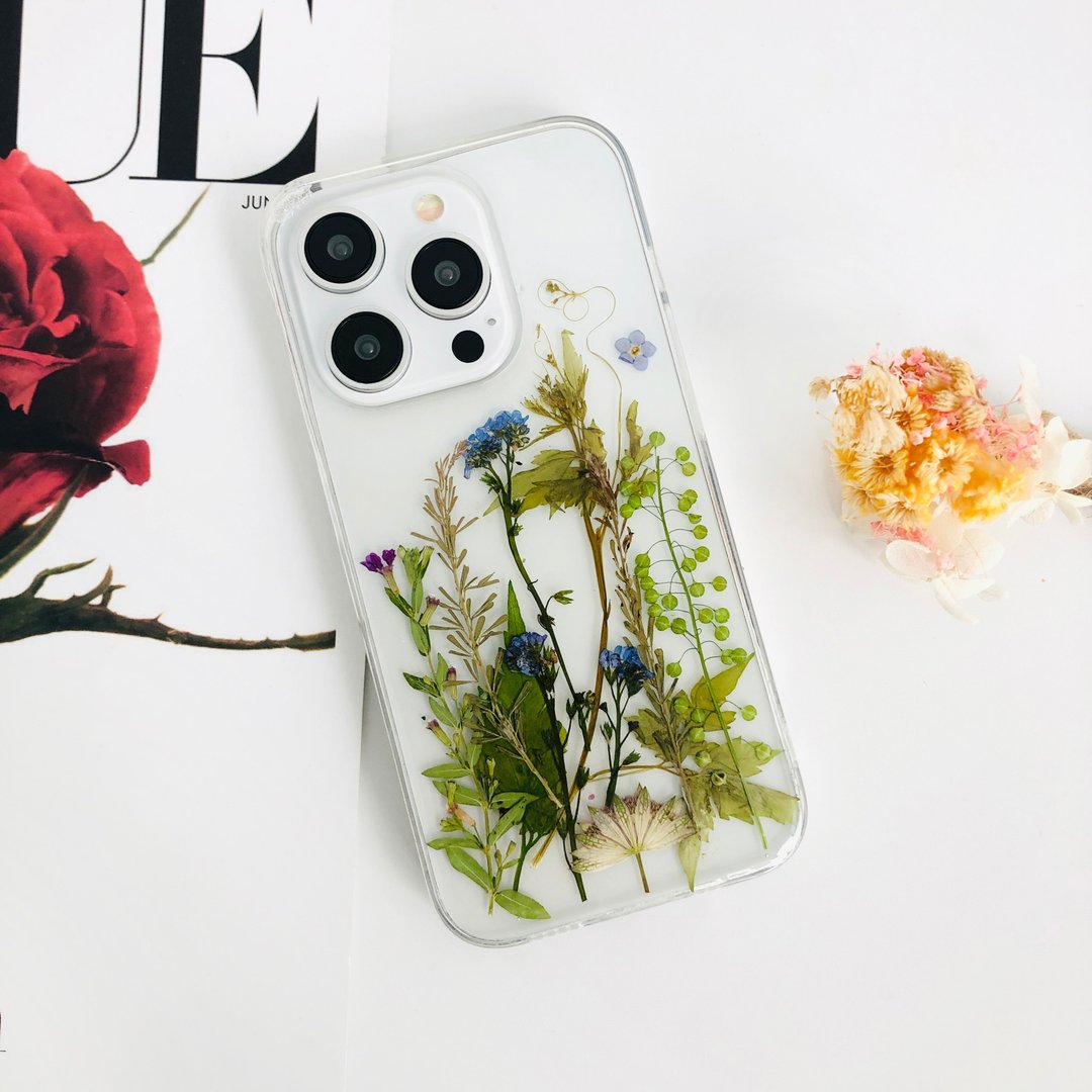 绿色花园手作押花手机壳 适用于iPhone 16 Samsung S25 A全系列 - 手机壳/手机套 - 植物．花 