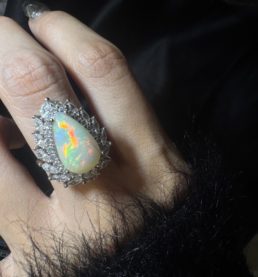 大千世界。 超稀有大欧泊。 欧泊 戒指 s925 Opal silver ring - 戒指 - 宝石 多色
