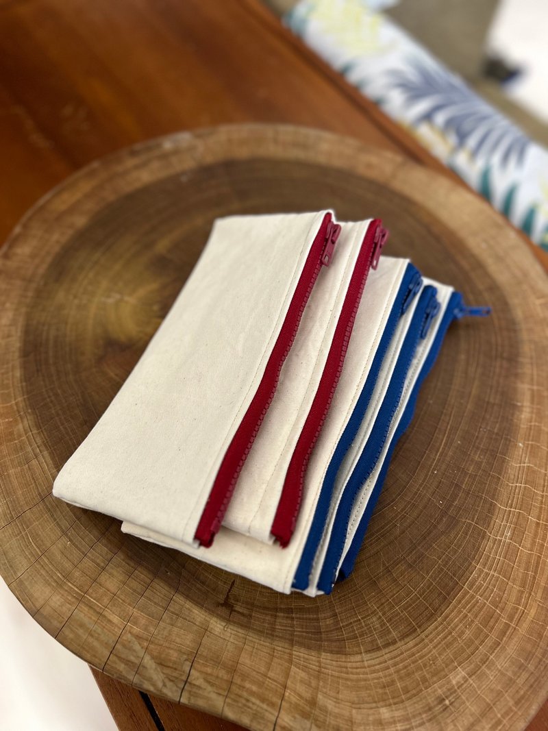 白厚帆布 纯手工拉链袋 收纳袋 Weimom's 台湾制造手作 - 收纳用品 - 棉．麻 白色
