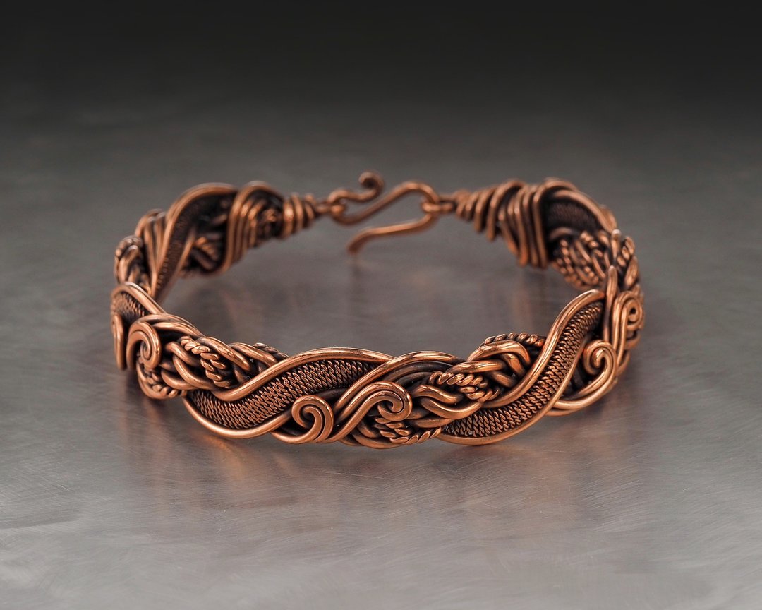 Copper Bracelet for Women / Antique Style Handcrafted Wire Weave Copper Jewelry - 手链/手环 - 铜/黄铜 金色