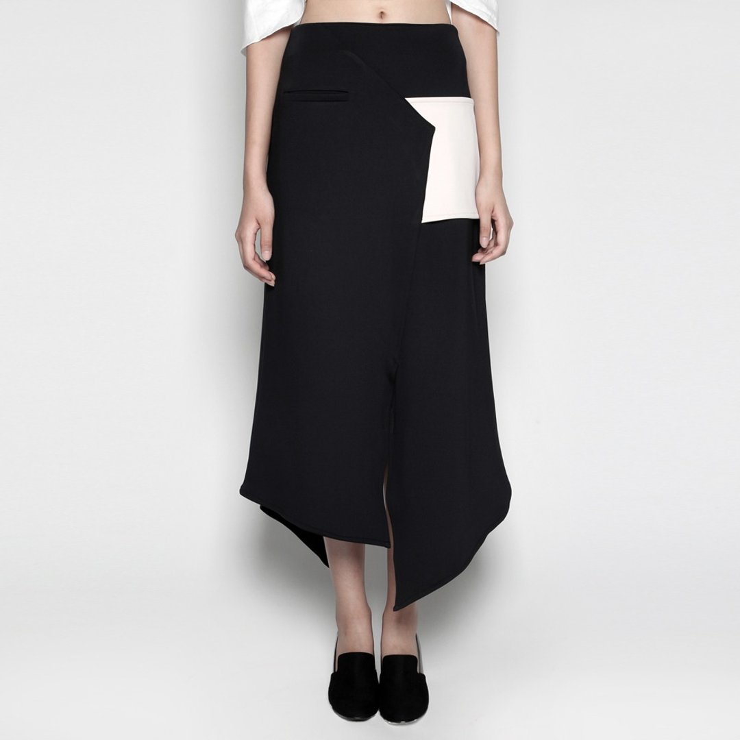 BRONWYN BLACK MIDI SKIRT - 裙子 - 聚酯纤维 黑色