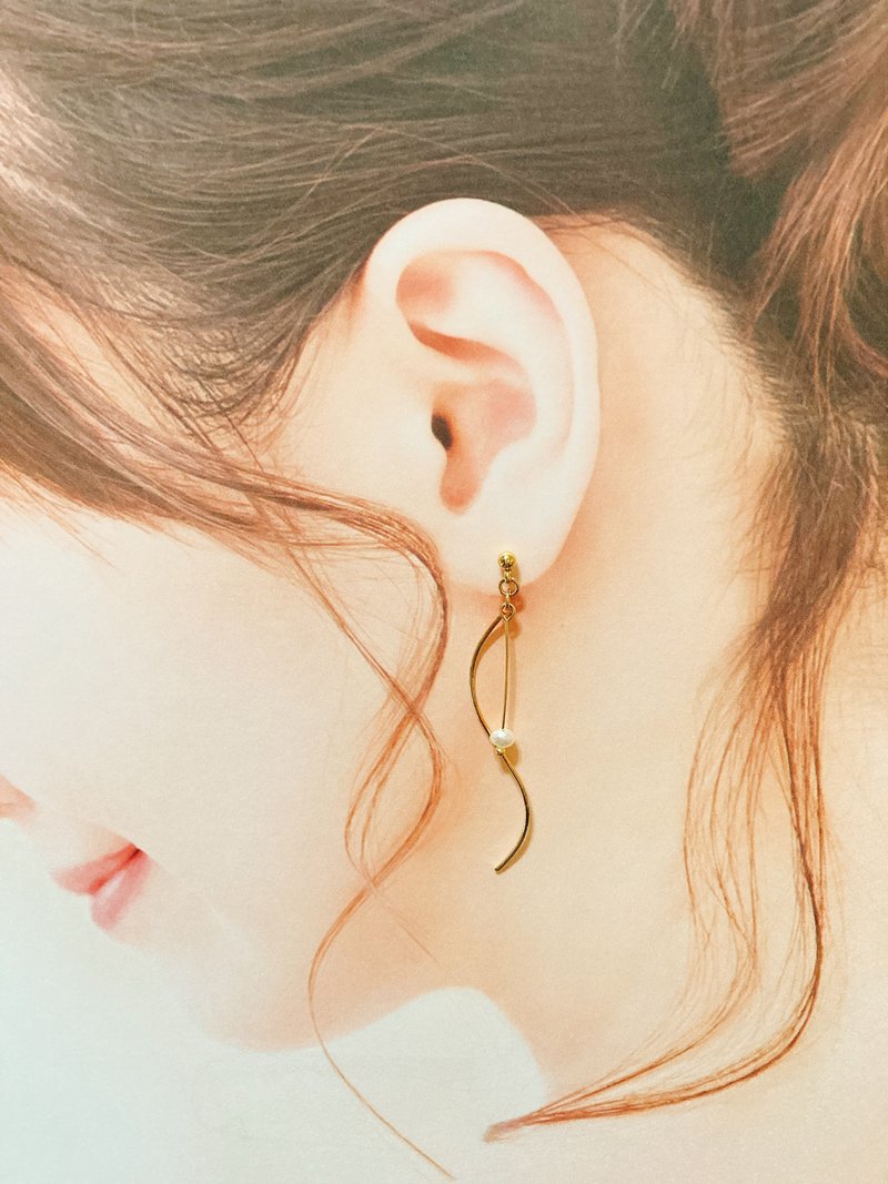 高质感手工系列~微坠感珍珠耳环 - 耳环/耳夹 - 珍珠 