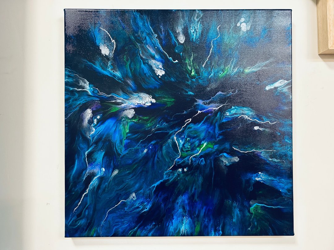 【那海洋】40CM_正方形无框抽象画 - 海报/装饰画/版画 - 颜料 多色