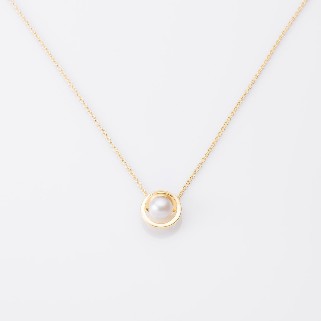 【 品牌经典款 】双环项链 8mm天然珍珠 /  Galla necklace - 项链 - 其他金属 金色