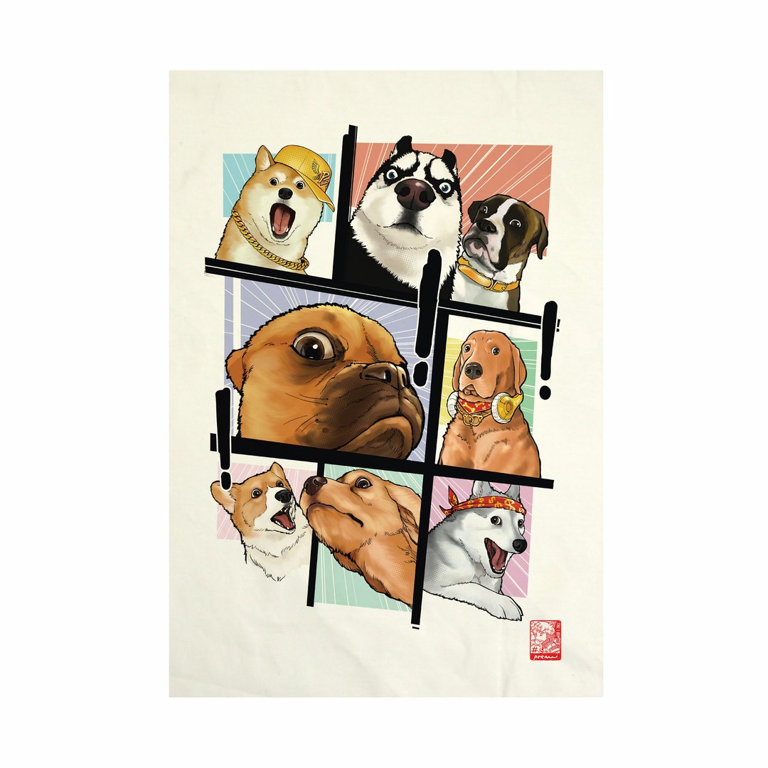 Oh! my dog Fabric Art  Canvas No frame - 其他 - 棉 白色