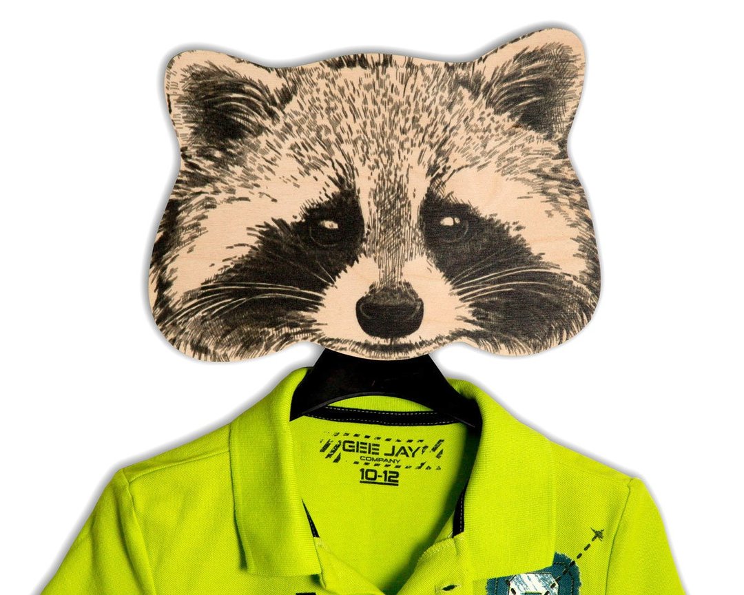 Hook - mask Raccoon. Decorative hook for home. FREE SHIPPING WORLDWIDE - 墙贴/壁贴 - 木头 咖啡色
