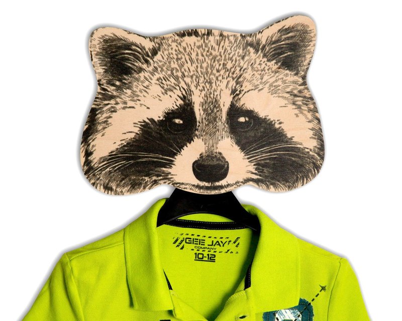 Hook - mask Raccoon. Decorative hook for home. FREE SHIPPING WORLDWIDE - 墙贴/壁贴 - 木头 咖啡色