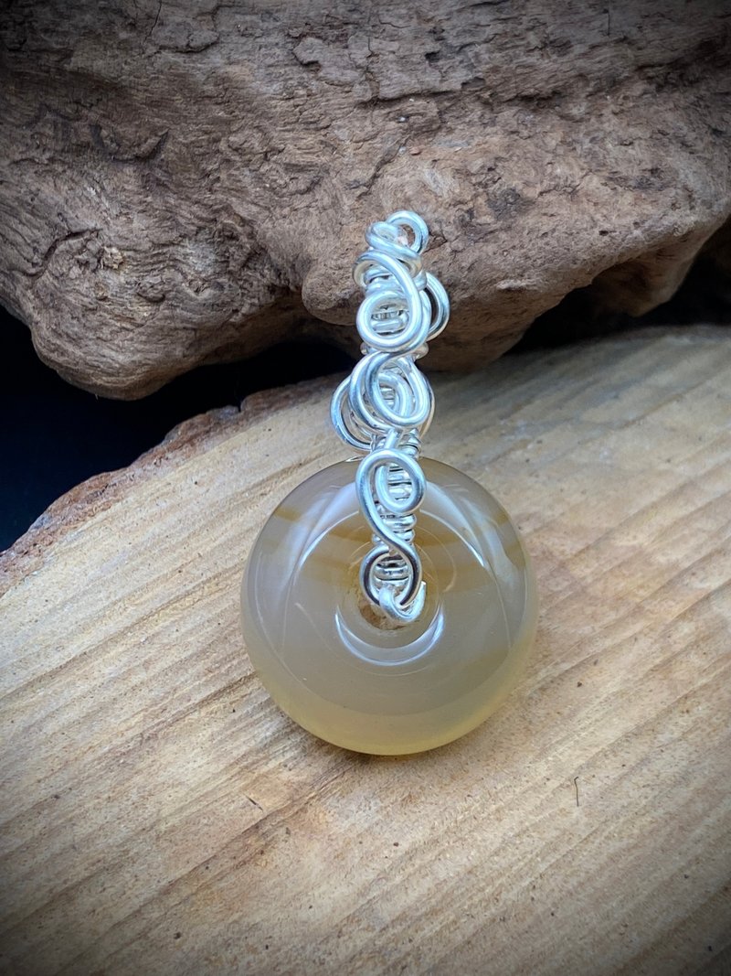 Lubar慢慢编织 撒金黄玉髓 金属编织 (幸运平安) - 项链 - 玉石 橘色