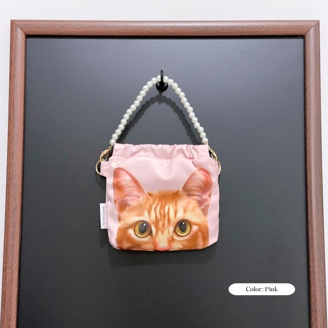 香港制-弹片口金零钱包 捏捏包 迷你手袋 宠物 橘猫 大橘 唐猫 - 零钱包 - 丝．绢 粉红色