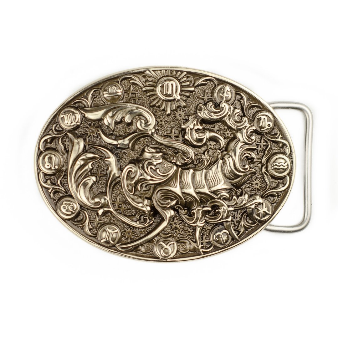 Scorpio soild german silver belt buckle, Zodiac sign scorpion nickel silver belt - 皮带/腰带 - 其他材质 银色
