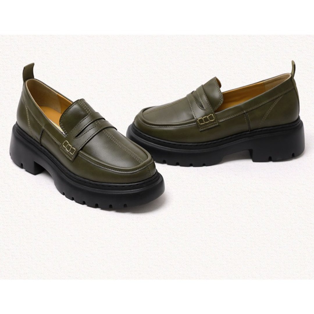 PRE-ORDER韓國品牌 MACMOC Denver 5cm鞋跟樂福鞋 Khaki - 其他 - 其他材质 