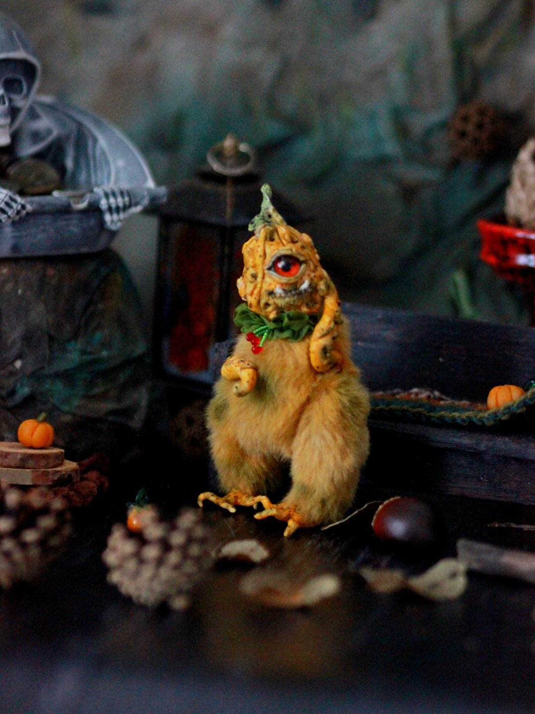 Fantasy Pumpkin One Eyed Bro - Fluffy Halloween Collection - 玩偶/公仔 - 其他材质 橘色