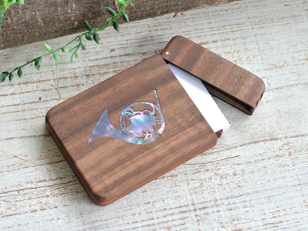 Wooden business card holder [horn] walnut - 名片夹/名片盒 - 木头 