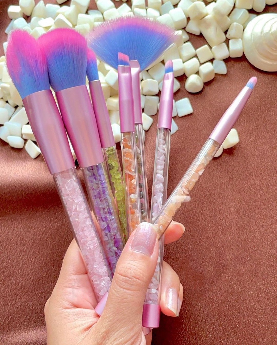 【水晶碎石美容刷具七】入组 - 彩妆刷具/镜子/梳子 - 水晶 多色