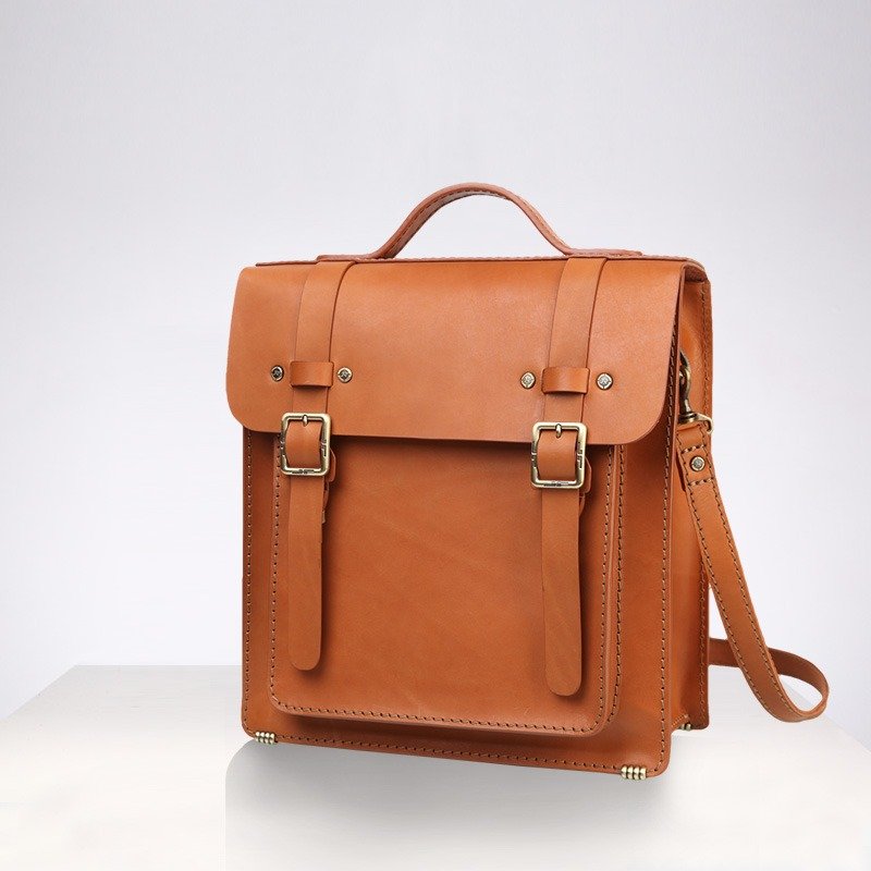 JIMMY RACING曼哈顿·大梦想家公文包手提包单肩斜背包双肩后背包 三色可选）黑色、驼色、红色 B115S - 后背包/双肩包 - 真皮 咖啡色