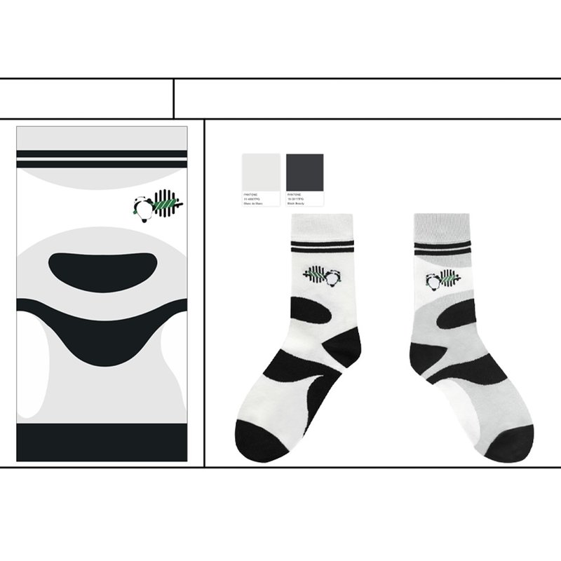 奇思妙想|DashinSocksX熊猫工厂熊猫之梦_奇迹跃迁 - 袜子 - 棉．麻 黑色