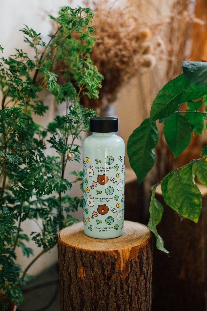 LINE FRIENDS 限量联名环保瓶 - 蔚蓝色 500ml - 水瓶/水壶 - 不锈钢 蓝色