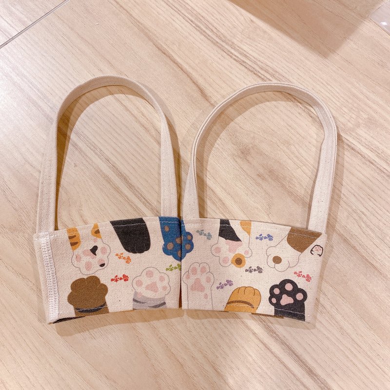 猫手手-厚帆布杯套 | 猫手作 | 手摇饮, 咖啡, 随行杯 - 随行杯提袋/水壶袋 - 棉．麻 