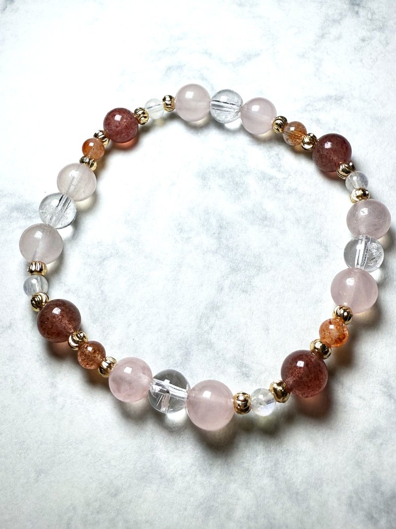 樱花1|水晶手链|定制化|粉水晶|白水晶|草莓晶|金太阳|月光石 - 手链/手环 - 水晶 