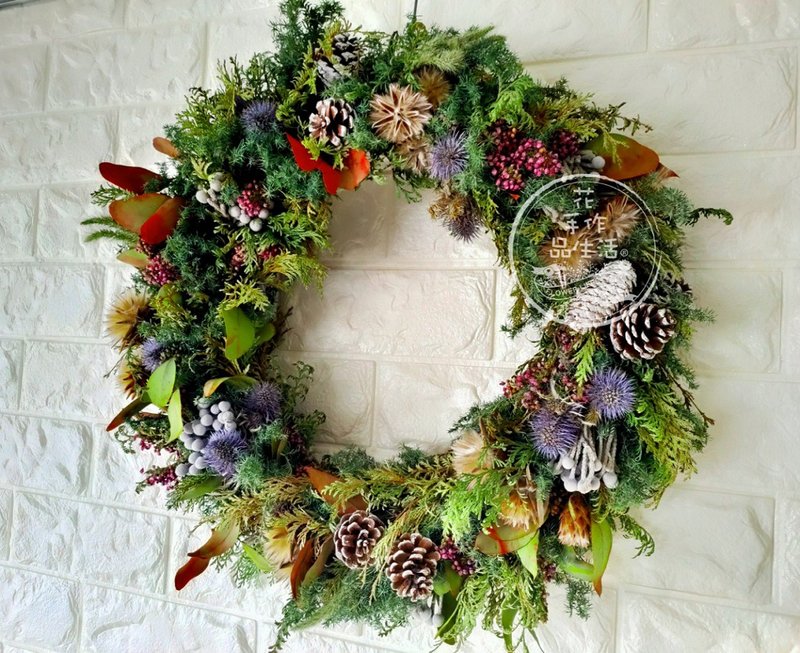 经典传统经典新鲜花材圣诞花圈(35厘米以上)初学可 - 植栽 - 其他材质 