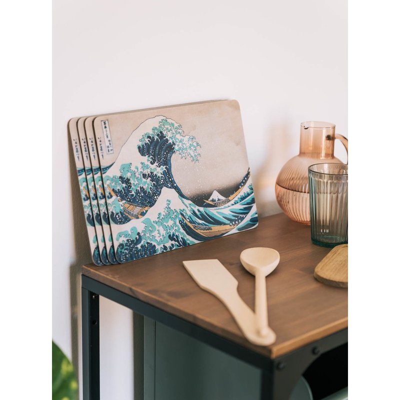 【浮世绘】 葛饰北斋 富岳三十六景-神奈川冲浪里 餐桌垫4入组 - 餐垫/桌巾 - 其他材质 多色