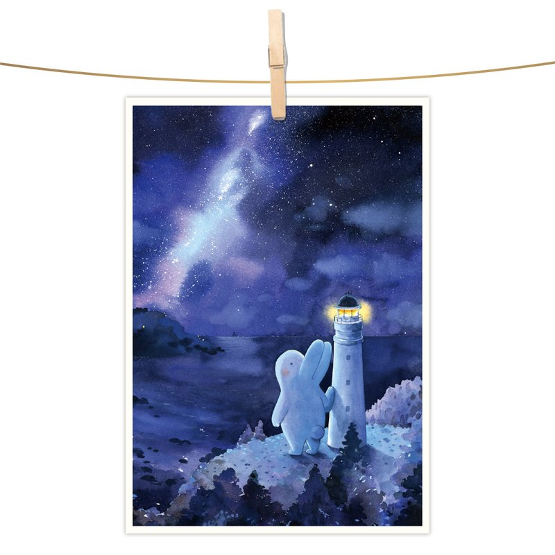 afu水彩插画明信片 - 永恒守护 - 卡片/明信片 - 纸 蓝色