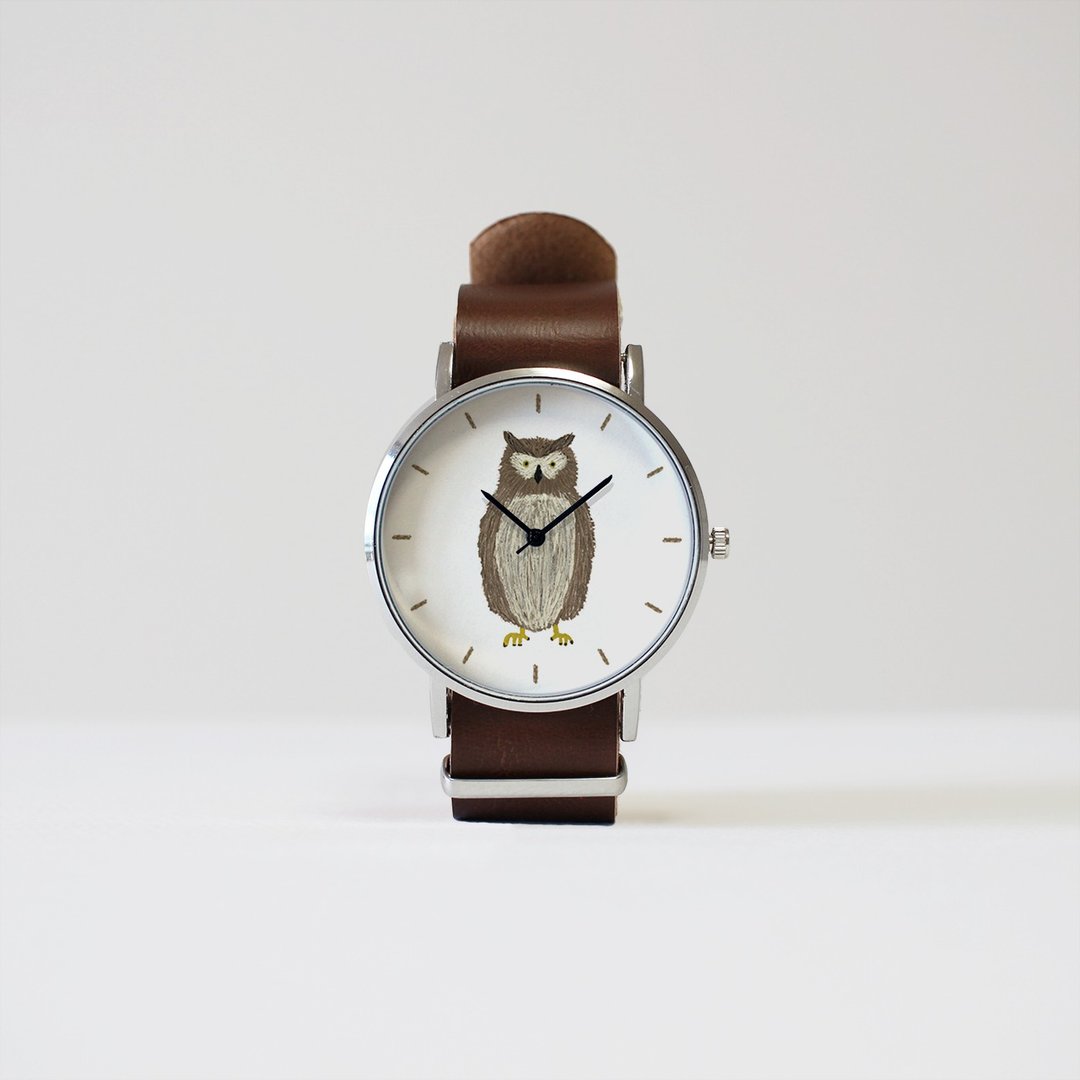 Blakiston's owl watch - 女表 - 其他金属 咖啡色