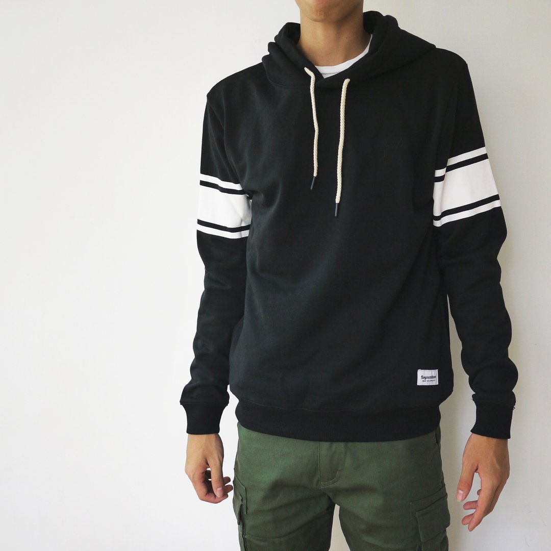College Sweater 美式学院风有帽卫衣 全棉 情侣服 - 中性连帽卫衣/T 恤 - 棉 黑色