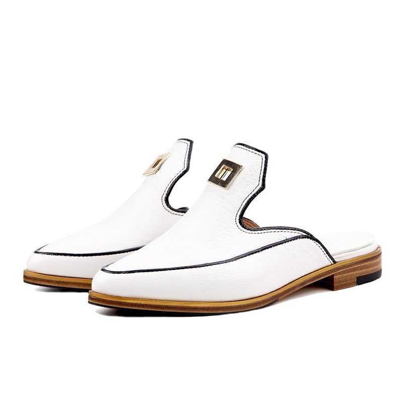 Sweet Villians W1068 手工真皮素面尖头女乐福便鞋 白色 - 女款牛津鞋/乐福鞋 - 真皮 白色