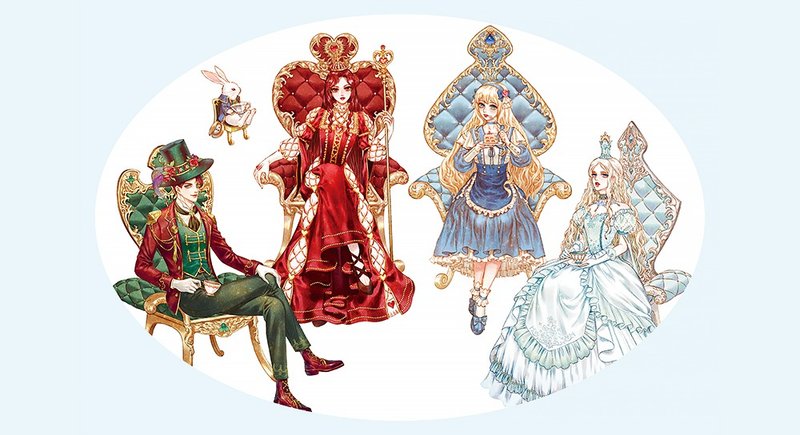Alice in wonderland chair sticker (4 types) - 贴纸 - 纸 