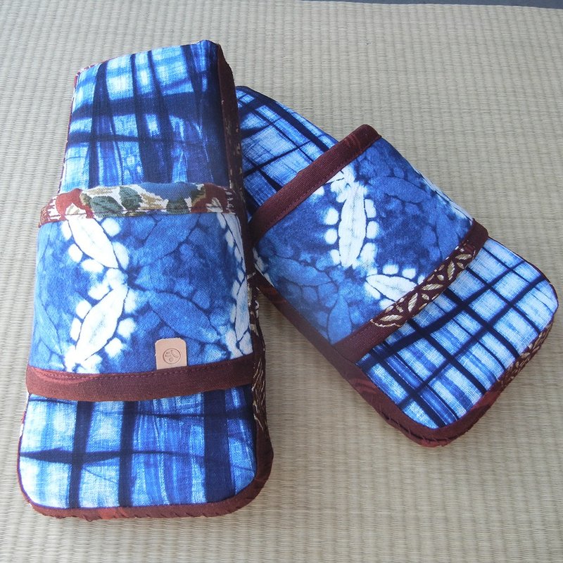 蓝染 趴趴走室内拖 - 室内拖鞋 - 棉．麻 