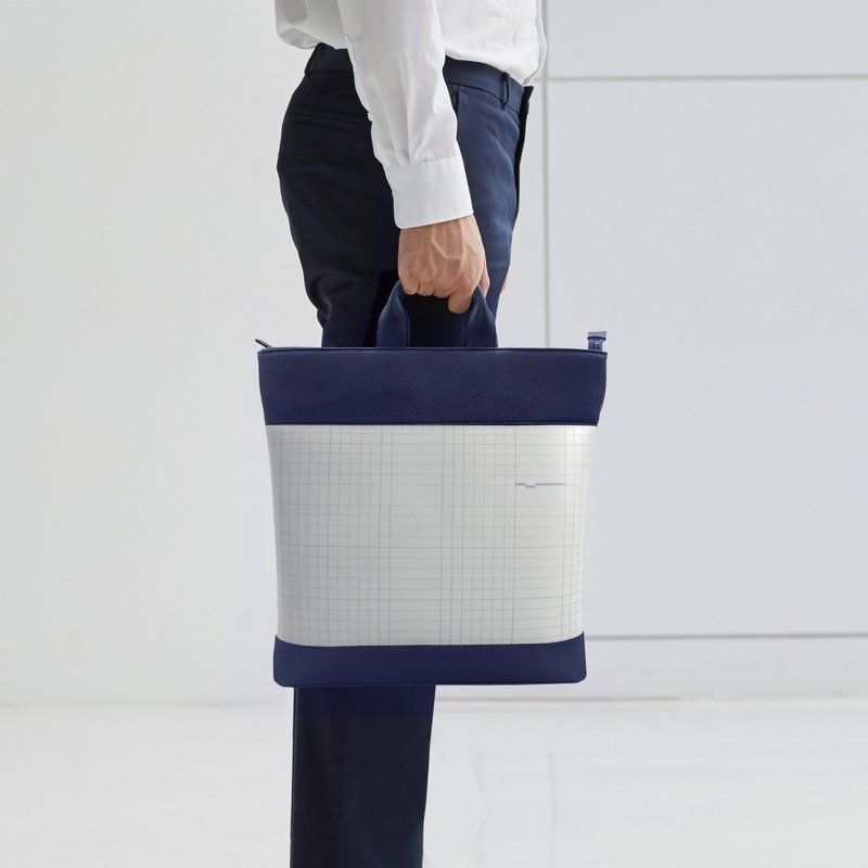 HUM Tote S #CUTTINGMAT #MARBLE GARY BLUE - 手提包/手提袋 - 乳胶 蓝色