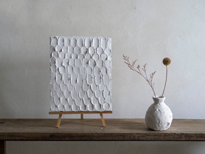 极简石膏画【杏仁瓦片】小 / 库存 / 纯手工 - 海报/装饰画/版画 - 水泥 白色