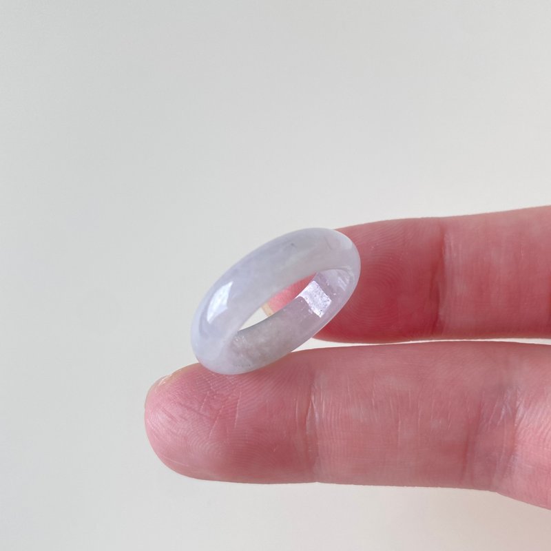 白月光玉戒 | 天然缅甸玉A货翡翠 - 戒指 - 玉石 白色